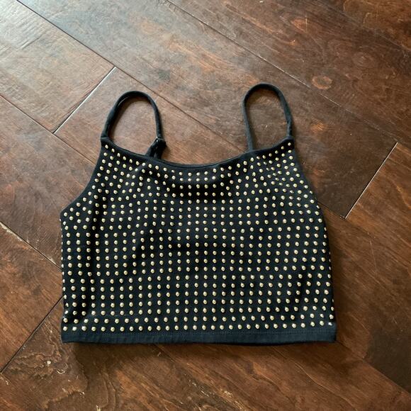 Forever 21 Tops - Forever 21 Gold Studded Spaghetti Strap Crop Top - Sz S